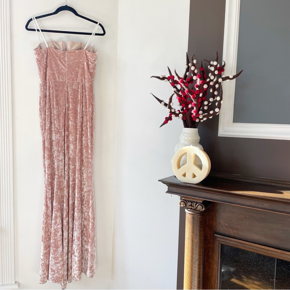 Xscape Pink Crushed Velvet Formal Gown | Size 12 - Picture 9 of 16
